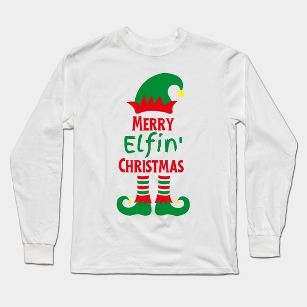 Merry Elfin' Christmas Long Sleeve T-Shirt by Fit-tees